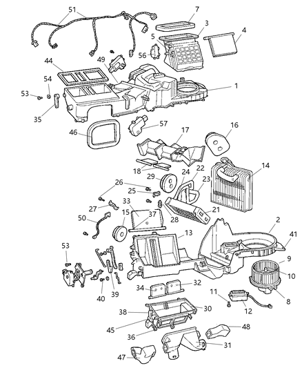 Diaphragm Heater And A/C Unit Panel Diagram for 5012760AA