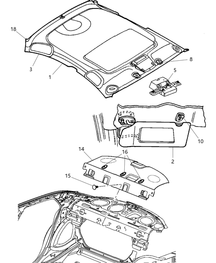 2015 Chrysler Town & Country Molding Headliner Diagram for 1CJ26BD1AA