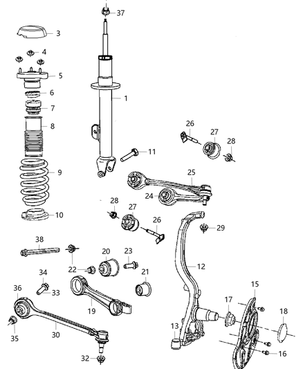 Arm Upper Control Front Diagram for 68045130AC