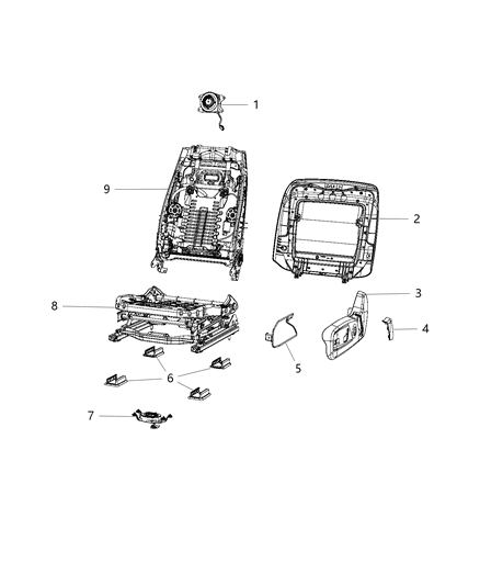 2017 Chrysler 300 Panel Front Seat Back Diagram for 1UW23LC5AA