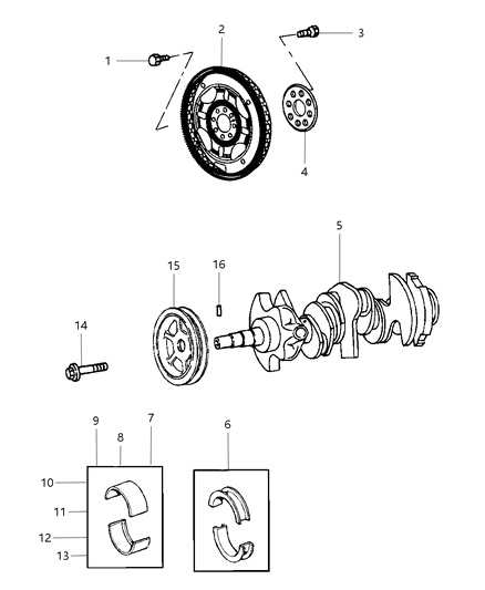 2010 Dodge Challenger Bearing Package Crankshaft .25 Mm Undersize See Note Diagram for 5003965AC
