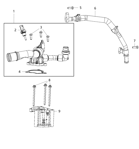 1984 Dodge Ramcharger Manifold Coolant Diagram for 5048284AA