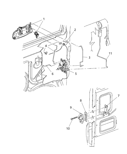 2003 Dodge Durango Latch Front Door Diagram for 55256713AJ