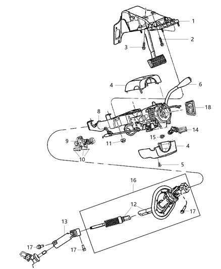 Bracket Gearshift Diagram for 5057507AB