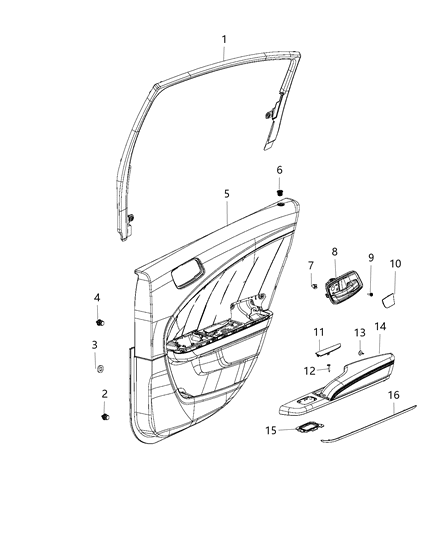 Panel Assembly Rear Door Trim Diagram for 5PE981X9AF
