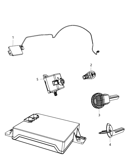 Transmitter Kit Integrated Key Fob Diagram for 68044062AA