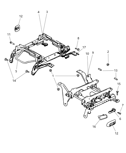 1995 Chrysler LHS Screw Recliner Handle Diagram for 5080635AA