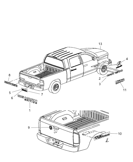2000 Chrysler Concorde Nameplate [Laramie] Diagram for 55077670AB