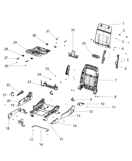 Handle Recliner Diagram for 1RW76DK2AA
