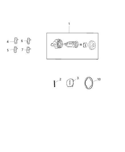 1984 Jeep J10 Lever Door Lock Cylinder With Rivet/Peg Diagram for 68001714AA