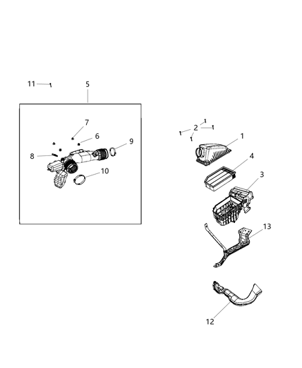 1987 Dodge D350 Body Air Cleaner Diagram for 68291136AB