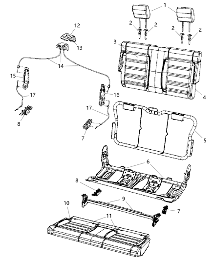 Headrest Rear Diagram for 1FK911D5AA