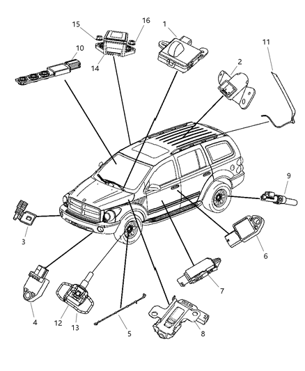 2003 Dodge Ram 2500 Van Sensor Impact Left Or Right Diagram for 4896061AA
