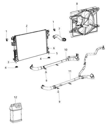Hose And Clamp Radiator Outlet Diagram for 68217328AE