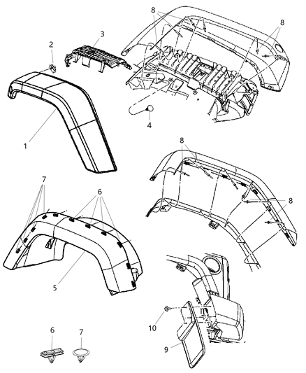 Molding Wheel Opening Flare Rear Diagram for 5KC84TZZAE