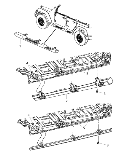 1987 Jeep J10 Step Pad Side Step Tubular Side Steps Diagram for 55397417AB