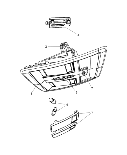 2013 Ram 2500 Console Overhead Diagram for 1CT58DW1AA