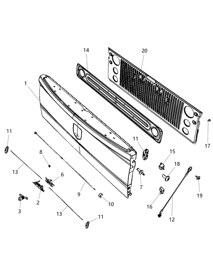 Tailgate Diagram for 68245876AE