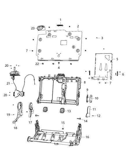 Handle And Cable Seat Release, Rear Passenger Side Diagram for 6YQ04TX7AB