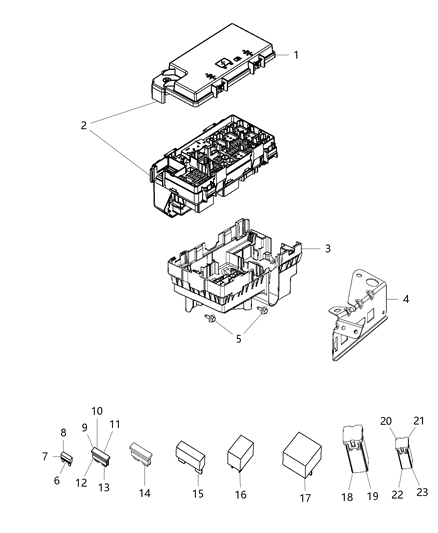 Power Distribution Center Intelligent Power Assembly Diagram for 68235119AB