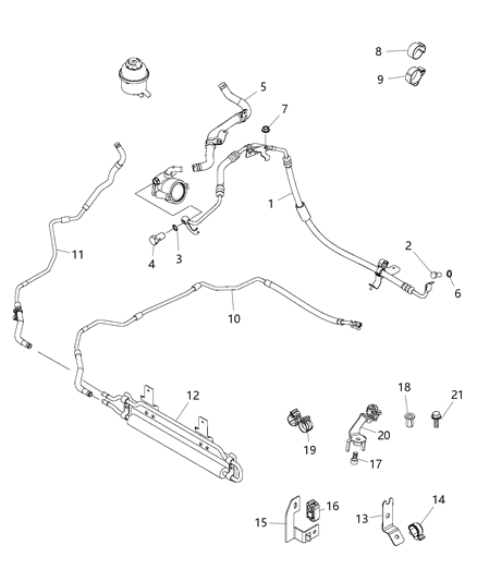 Hose Power Steering Return Diagram for 68268728AA