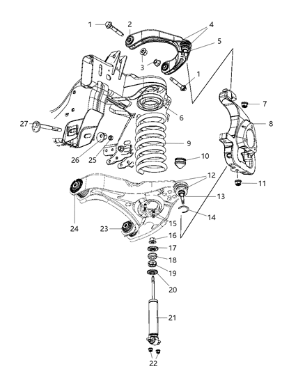2011 Ram 3500 Knuckle Front Diagram for 68032004AE