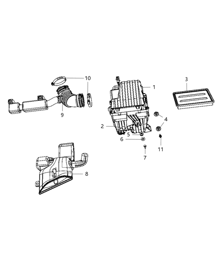 2009 Dodge Avenger Cover Air Cleaner Diagram for 68022256AB