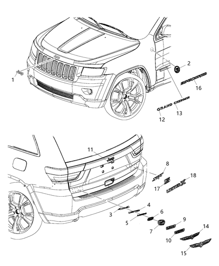 Nameplate Hood Diagram for 55112901AB