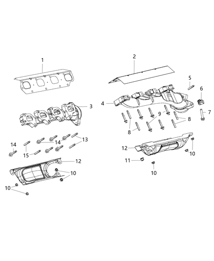 Shield Exhaust Manifold Engine Manifold, Upper Diagram for 4893964AB