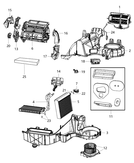 1989 Dodge Aries Evaporator Kit A/C Diagram for 68003994AA