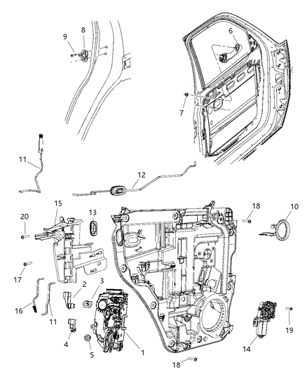 Motor Window Regulator Rear Door 2-Pin Diagram for 68004824AA