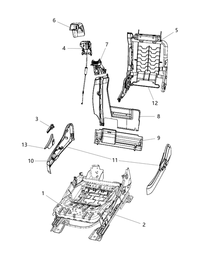Handle Seat Back Diagram for 1HM121T1AA