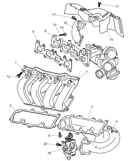 2002 Chrysler Prowler Gasket Intake Plenum Diagram for 4853698AA