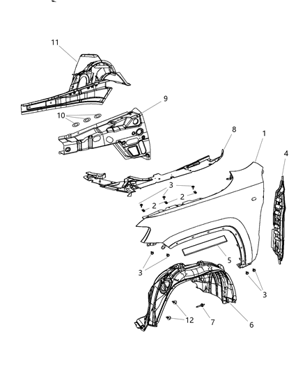 Stuffer Fender Diagram for 68036635AA