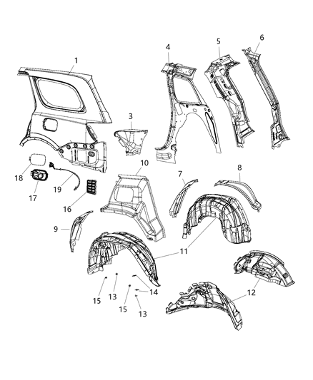 Reinforcement D Pillar Diagram for 68045581AD
