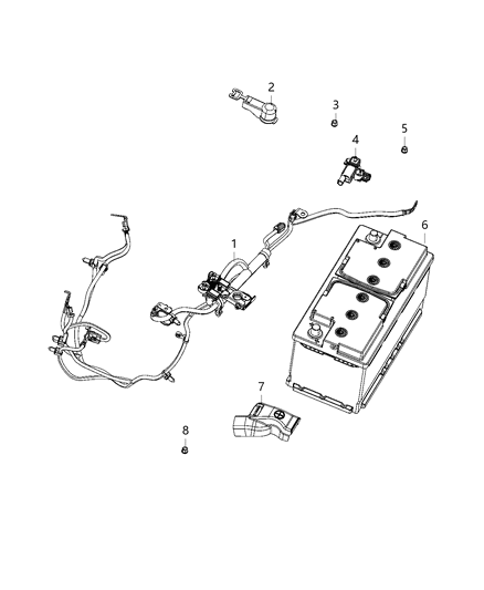 Wiring Battery, Alternator, And Starter Diagram for 68430575AC