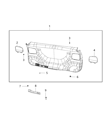 1990 Dodge Ram 50 Cover Handle Diagram for 6BZ09PS4AB