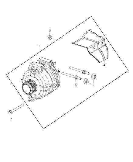 2007 Chrysler Town & Country Generator Engine Kit, Remanufactured Generator, Shield Diagram for R4801624AF