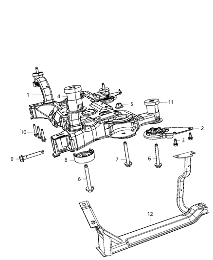2000 Dodge Durango Crossmember Front Suspension Diagram for 5006926AB