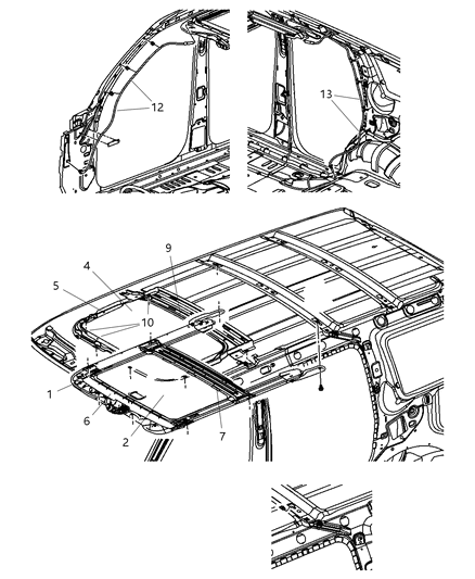 Frame Sunroof Diagram for 5183170AB