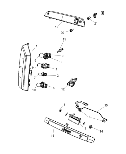 Lamp Tail Stop Turn Sidemarker Diagram for 5116240AE