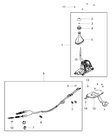 Knob Gearshift Diagram for 68087185AA