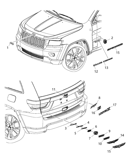 Nameplate Liftgate North Diagram for 68248741AA