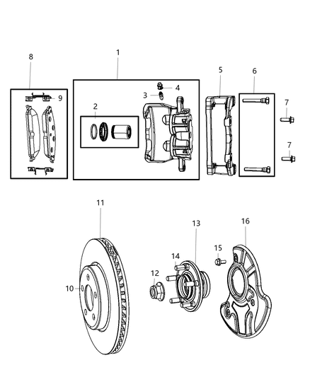Pin Kit Disc Brake Guide Diagram for 68245116AA