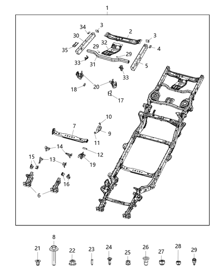 Nut M6 PDC Bracket To Shock Tower Diagram for 6510024AA
