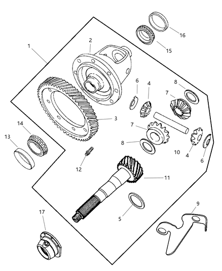 1985 Dodge D250 Differential Assembly Complete 41Tes/60T Diagram for 5078592AA