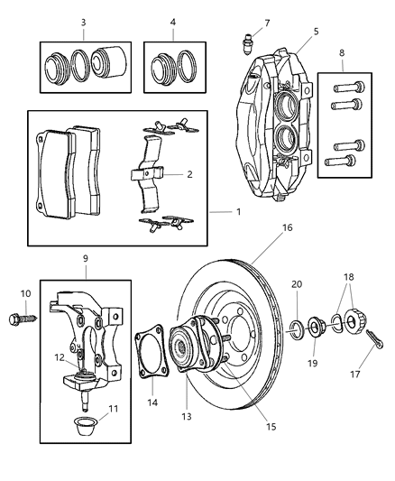 1986 Jeep Scrambler Pad Kit Disc Brake Diagram for 5093291AA