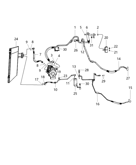 1992 Jeep Cherokee Valve A/C Pressure Transducer Includes: O - Ring Diagram for 68141376AA