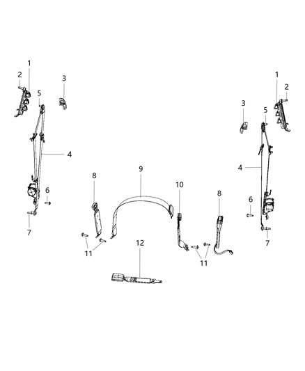 2012 Jeep Patriot Seat Belt Front Outer Diagram for 6NH911X7AB