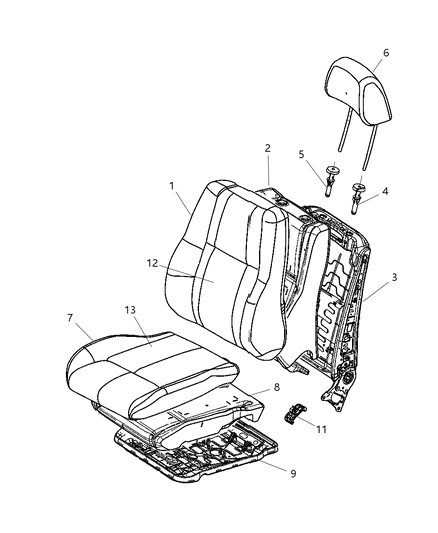 Frame Front Seat Back Diagram for 5143572AA